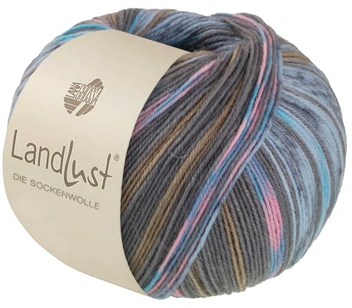 LANA GROSSA Landlust die Sockenwolle | Garn aus Merinowolle in verschiedenen Farben | Handstrickgarn aus 80% Schurwolle (Merino) & 20% Polyamid | 100g Wolle zum Stricken & Häkeln | 420m Garn FB 616