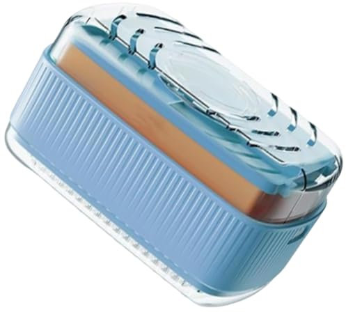 Porte-savon de voyage – Porte-savon avec couvercle | Étui à savon pour douche avec couvercle, étui à savon de voyage F | Boîte de rangement avec brosse de drainage pour salle de bain, cuisine