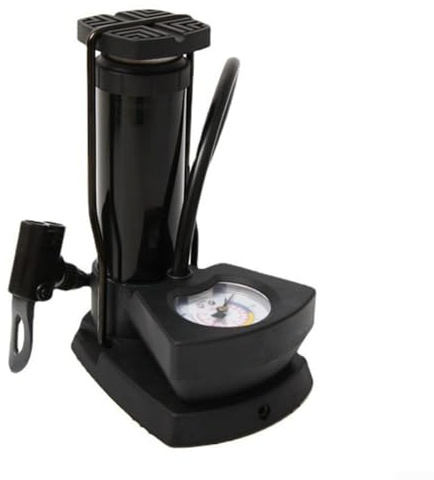 Bomba de neumático de pedal fiable con manómetro para inflar rápida y fácilmente (marca cuadrada)