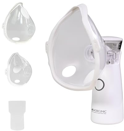 Mobiclinic®, Nebulizador Portátil, Boquilla y 2 Mascarillas, Adultos y Niños, Silencioso, Ligero, Estuche de Transporte, Compacto, Asma, Nebumobi1