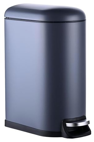 Relaxdays 10L Bathroom Bin with Soft Close, Removable Inner Bucket, Lid, Grey – 39x18.5x31.5 cm