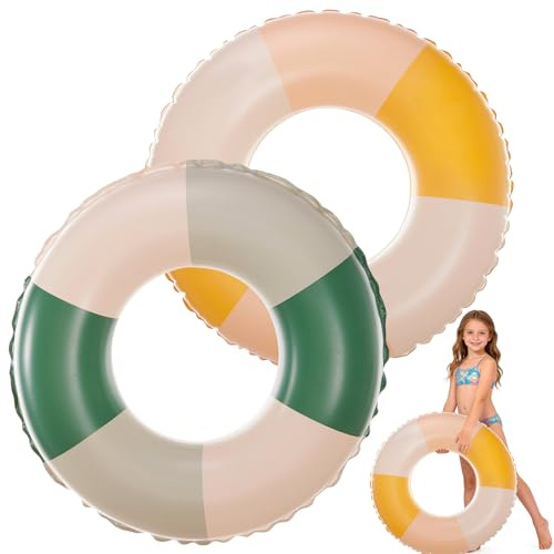 2 anelli da nuoto per bambini, con ali di galleggiamento, per 4-9 anni (giallo/verde)