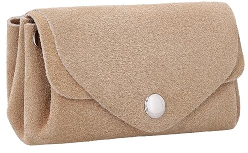 Gusti Leder Schlüsseletui, Beige, Rindsleder, Druckknopf, 4x8x12 cm, 2 Innenfächer