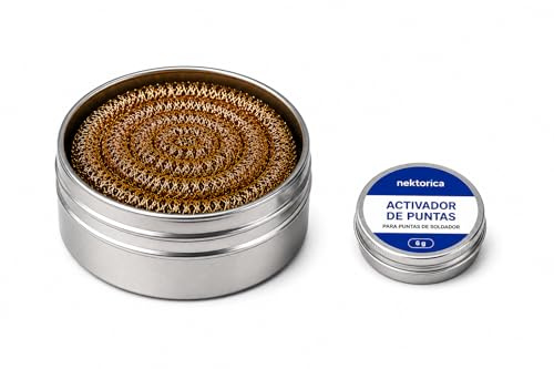 NEKTORICA Kit limpieza punta soldador – Activador punta soldador + limpiador de viruta de latón – Mantenimiento soldador electrónica – Accesorios soldadura – Tip cleaner soldering (2)