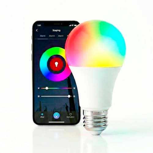 Genérico Bombilla LED Inteligente WiFi E27 A60 10.5W 1055lm RGB + CCT 2700K-6500K, Compatible Alexa y Google Home, Control App Tuya, 230V, 160° [Clase de eficiencia energética F] (1 PACK)