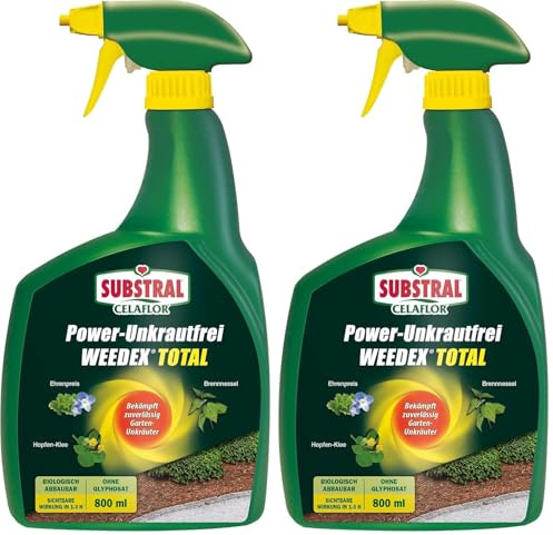 Substral Celaflor Power Unkrautfrei Weedex Total, Unkrautvernichter gegen Unkräuter, Gräser und Moos, 800ml Sprühflasche (Packung mit 2)