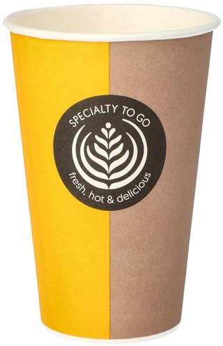 Papstar Trinkbecher / Papierbecher TO GO (50 Stück) 0.3 l, ideal für unterwegs, für Kalt- oder Heißgetränke (Milchkaffee, Kaffee, Latte, oder Tee) #14804