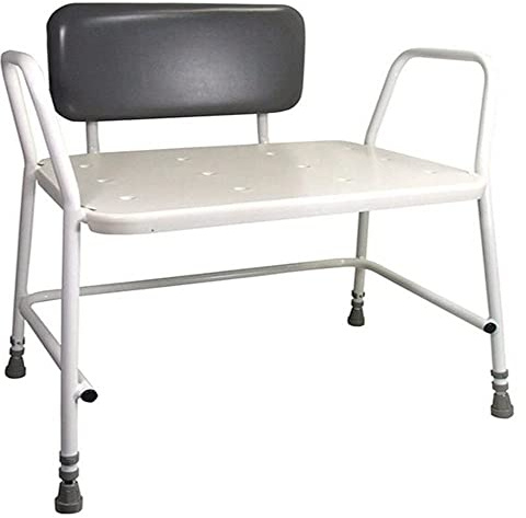 Aidapt Bariatric Height Adjustable Shower Stool with Back and Anti Slip Feet, Easy Clean Surface and Hand Grip to Aid Stability. For Elderly, Disabled, Pregnant or Unsteady on their Feet Users