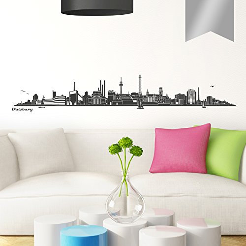 WANDKINGS Wandtattoo Skyline Duisburg 115 x 18 cm - Silber - 35 Farben zur Wahl