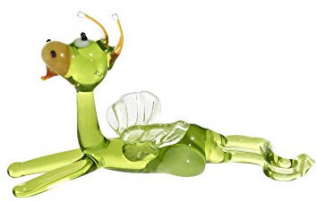 CRISTALICA Glas Figur Glastier für Vitrine Drache Liegend Hochwertige Handgeformte Unikate Tier