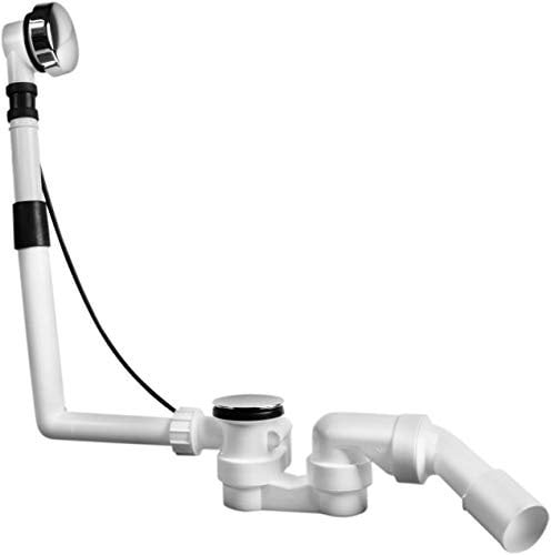 AQUADE Ab und Überlaufgarnitur Badewanne 40/50 mm - Badewannen Ablaufgarnitur Chrom Komplettset mit Excenter Geruchsverschluss Badewannenüberlauf Abdeckung und Siebeinsatz