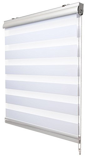 Sol Royal Kassetten Doppelrollo ohne Bohren SolDecor DK9 Duo Rollo Klemmfix 140 x 220 cm Premium Vario Rollo mit Klemmträger und extra breite Streifen - Weiß