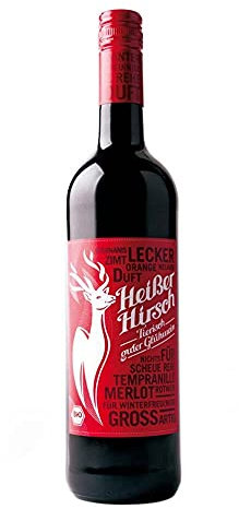 3er Vorteilspaket - Roter Bio-Glühwein - Heißer Hirsch | veganer Glühwein | roter Glühwein aus Deutschland in Bio-Qualität | 3 x 0,75 Liter
