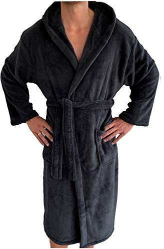 HOMELEVEL Flanell Übergrößen Bademantel Unisex für Damen und Herren Morgenmantel Saunamantel Reisebademantel Kuschelig weich Sauna Morgenrock