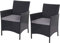 Mendler 2er-Set Poly-Rattan Gartensessel Halden, Korbsessel - anthrazit, Kissen anthrazit