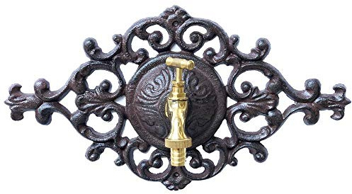 Wasserhahn mit Zierrosette Vintage Wasseranschluss Garten Gusseisen Antik-Stil