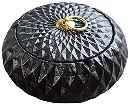 AMITP 2019 Neu Zigarren Aschenbecher mit Deckel für Draussen Keramik Dekoration Wohnung Klein Rund,11 * 8mm,Goldendiamond