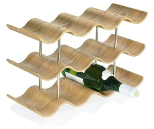 Porte Bouteilles pour Plan de Travail en Bois de Saule - 12 Bouteilles