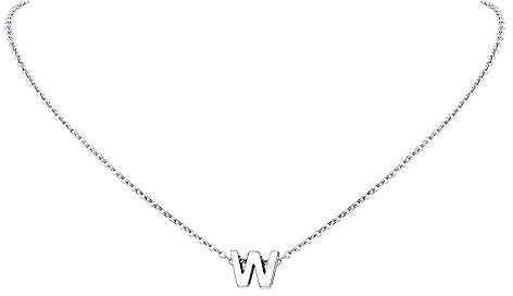 FindChic Buchstabe Halskette W Damen Alphabet Anhänger Silber Y Buchstaben Kette für Sie