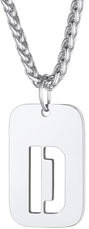 Richsteel Halskette Herren Kette Männer mit Buchstaben A-Z Silber Anhänger | Kette Buchstaben 55+5cm Anhänger für Herren Dogtag Namenskette Partnerkette mit Geschenkebox Personalisierbar Gravuren