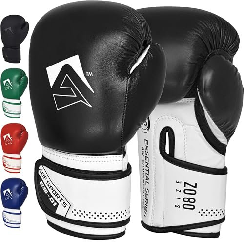 AQF Boxhandschuhe Für Boxen Und Box Training Box Handschuhe MMA, UFC Boxing Gloves Kickboxen Punching Sparring Boxsack Sandsack Muay Thai (Schwarz, 14oz)