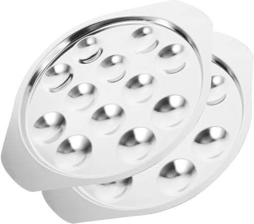 Angoily Schneckenplatte Aus Edelstahl 2 Stück Escargot Platte Mit 12 Mulden Für Schnecken Muscheln Austern Und Schalentiere Spülmaschinengeeignet 8.74 X 7.28 X 0.59 in