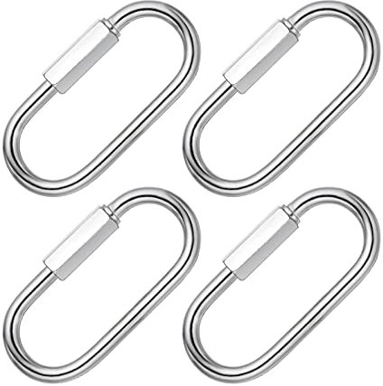 OWAYOTO Quick Link Locking Carabiner Chain Quick Links Connector Chain Repair Links 3 Inch M6 1/4 inch 4pcs