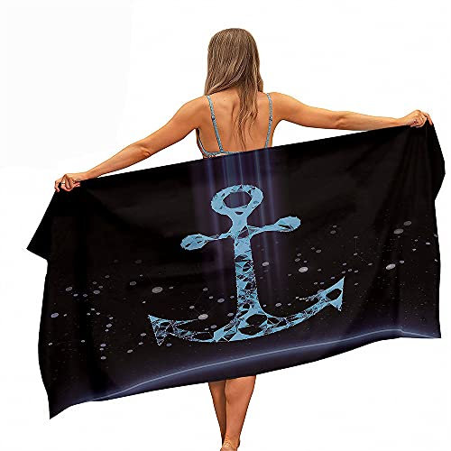 Groß Strandtücher Badetücher Schnelltrocknend Wasseraufnahme Mikrofaser XL XXL Blau Anker Leuchtturm Thema Handtuch Kind Junge Leute Mann Decke (Farbe3,100x200cm)