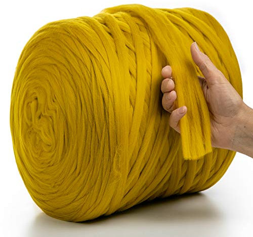 MeriWoolArt® 100% XXL Merino Wolle Garn 2 cm Dicke Wolle Garn, Filzwolle Trockenfilzen Nassfilzen, DIY Wolle Garn Decke, Decke Baby Wolle, Arm Stricken Decke Garn (Tabaco, 3 kg)