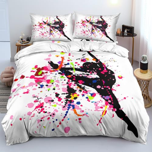 ZZXHG Housse de Couette 220x240 cm Adolescent de Gymnastique Rose Parure de Lit 2 Personnes avec 1 Housse de Couette et 2 taie d'oreiller 65 x65 cm pour Adulte Enfant