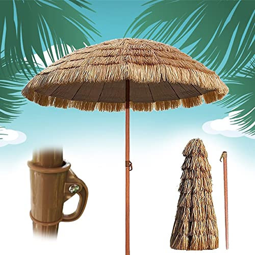 1.6M/2M/2.4M/3M Sonnenschirm Gartentisch Strohschirm Natur Terrassenschirm Balkonschirm Strandschirm Deko Hawaii Schirm (Größe : Ø140cm)