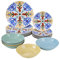 Baroni Home - Juego de platos de 18 piezas en porcelana y gres, juego de platos para 6 comensales, fantasía Sorrento