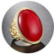 Ringe Herren Punk, Verlobungsring für Männer Oval Rot mit Zirkonia Edelstahl Größe 65 (20.7)