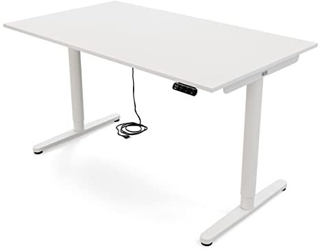 Yaasa Desk Essential Schreibtisch Höhenverstellbar Elektrisch mit Display, Memory-Funktion, Tastensperre und USB-Port, Stehschreibtisch mit Kollisionssensor, 140 x 80 cm, Weiß