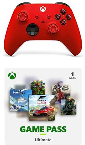 Xbox Wireless Controller – Pulse Red + Abbonamento Xbox Game Pass Ultimate - 1 Mese