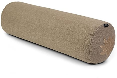 Yoga Studio Traversin en chanvre de sarrasin bio Lotus – 23 cm x 61 cm, traversin en coton avec fermeture éclair YKK