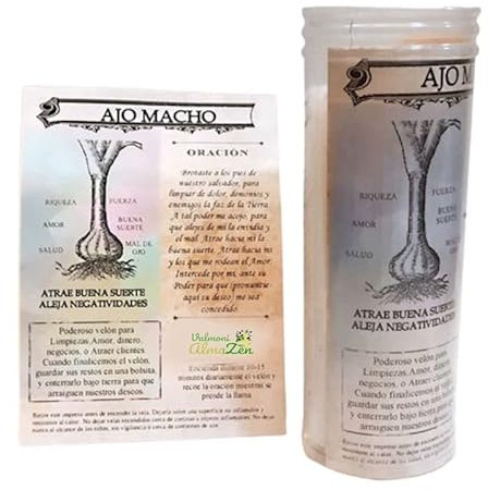 Velón Ajo Macho Atrae Buena Suerte Aleja lo Negativo Ritualizado Contra el Mal de Ojo Vela Santo