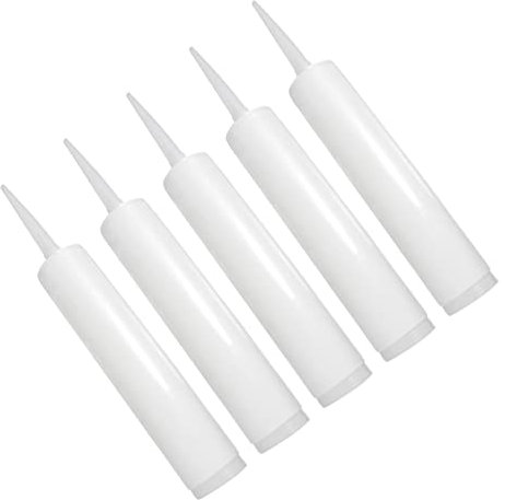 DOITOOL Lot De 5 Tubes De Mastic Universels En Plastique Réutilisable Pour Rénovation Maison, Tube Vide De Colle Pour Verre, Outil De Construction Pour Calfeutrage Portes Et Fenêtres