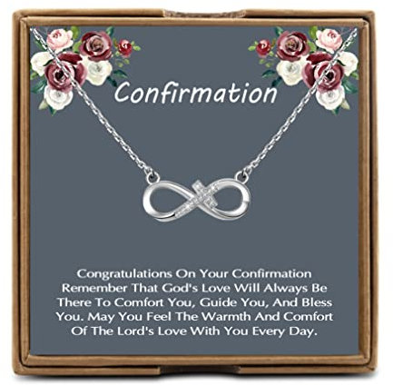 PYOUL Collier de première communion, collier de confirmation, cadeau chrétien, croix de confirmation pour filles et femmes, collier de première communion, cadeau religieux, Acier inoxydable et cuivre