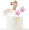 4Pcs Numbers 1-9 Cake Topper, 7th Birthday Cake Toppers, Rainbow Little Stars for Birthday Party Wedding Anniversary Baby Shower Decoration (pink)
