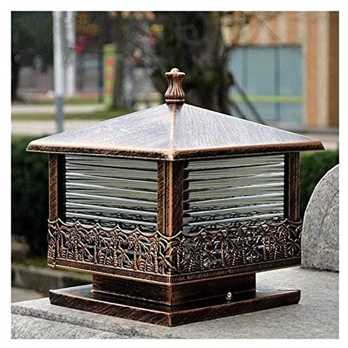 Luz de Patio Pilar Exterior Rústico Lámpara de Poste Impermeable Jardín Pared Patio Pilar Faro Latón Columna Cuadrada Lámpara Aluminio Lámpara Exterior Decoración Luz (Color : Brass) Comfortable