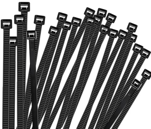 Bonison 100Pcs Zip Ties 7.62mmx300mm Heavy Duty Zip Ties with 120 Pounds Tensile Strength, Black Cable Ties for Multi-Purpose Use Self-Locking UV Resistant Nylon Width 0.3x12