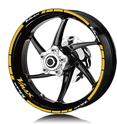 YESKIT Modifizierte dekorative Aufkleber wasserdichte Rad-Logo-Aufkleber Für Motorradreifen, Reflektierende Streifen-Aufkleber Für VMAX Vmax (Color : Gold)