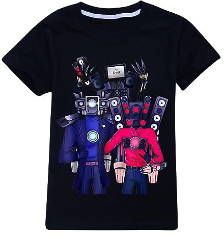 TBNRFrags Boys Short Sleeve T-Shirt 100% Cotton Kids Cute Summer Graphic Tees Shirts Skibidi Toilet Game Cartoon Girls Top