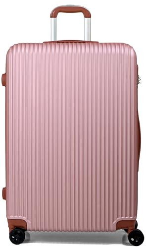 Revel Suitcase Large Hard Shell | Telescopic Handle Trolley |3 Digit Combination Lock | Lightweight | Large 28 Hold Check in Luggage | 4 Dual Spinner Wheels | (Rose Gold, Large 28'')