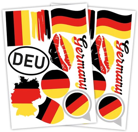 Finest Folia 2er Set DIN A4 Länderaufkleber Fahne Aufkleber Länderfahne Flagge für Auto Motorrad Sticker Länderflagge selbstklebend wetterfest R217 (15 Deutschland)