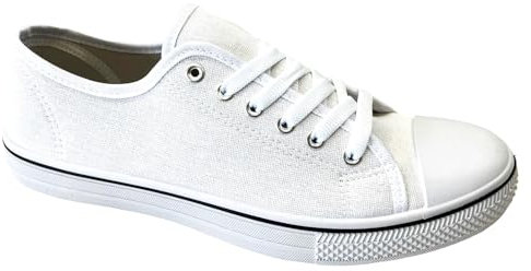 Mens LACE UP Casual Espadrilles Plimsolls Gym Pumps Canvas Trainers Shoes White