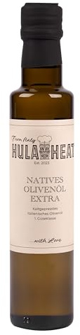 HULAHEAT Natives Olivenöl Extra 250 ml, kaltgepresstes italienisches Olivenöl 1. Güteklasse, mit schonendem Verfahren gewonnen, hoher Anteil an ungesättigten Fettsäuren