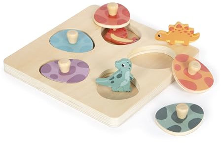small foot Setzpuzzle und Memo „Dino“ aus FSC 100%-zertifiziertem Holz, Memo mit 6 Puzzleteilen, ab 12 Monaten, 12649