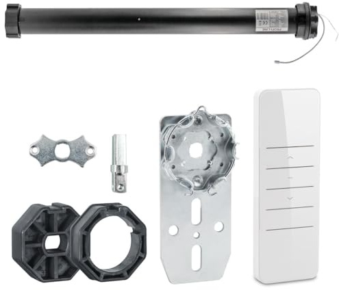 Nobily WLAN Rolladenmotor inkl. Handsender und intgr. Funkempfänger PRO-WFB5 mit Sternkopf (Somfylager kompatibel) + Adapter für 4-Kant Lager 60mm SW Zugkraft 50kg